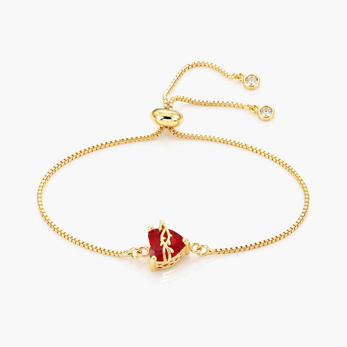 Dainty Red Heart Charm Bracelet