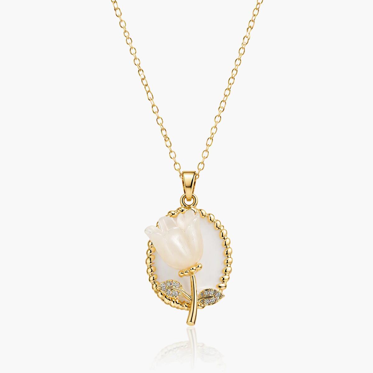 Dainty Tulip Pendant Necklace