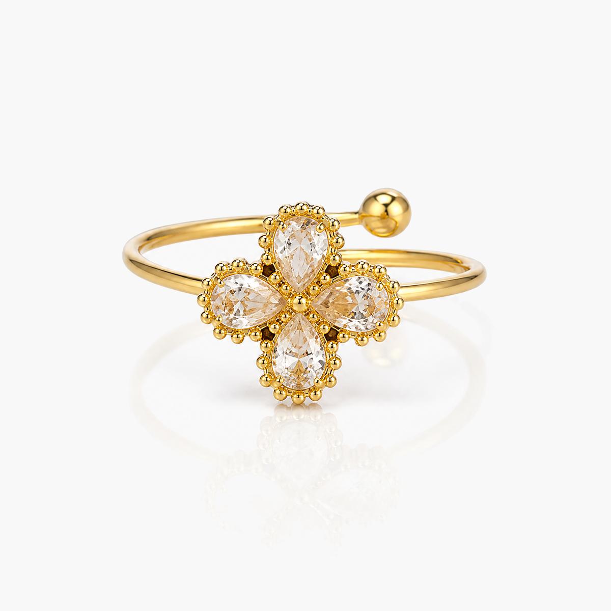 Dainty Four-Leaf Clover Ring