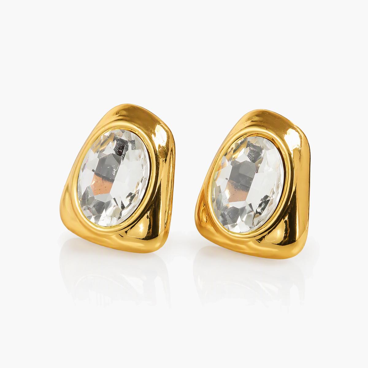 Trendy Oval Stone Stud Earrings