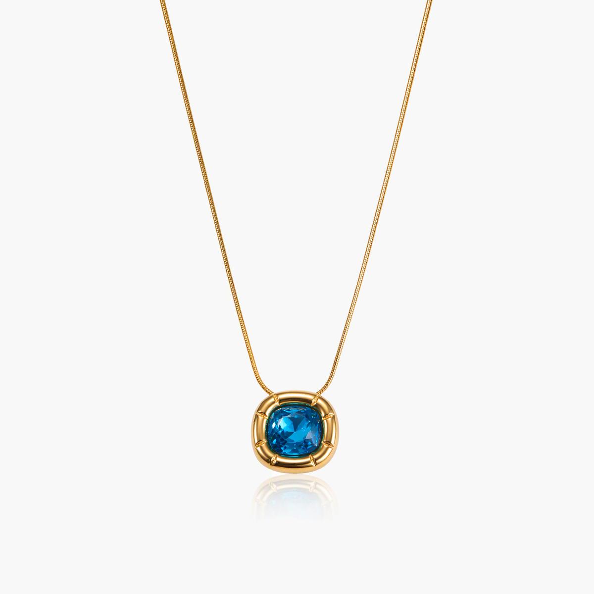 Geometric Square Stone Pendant Necklace