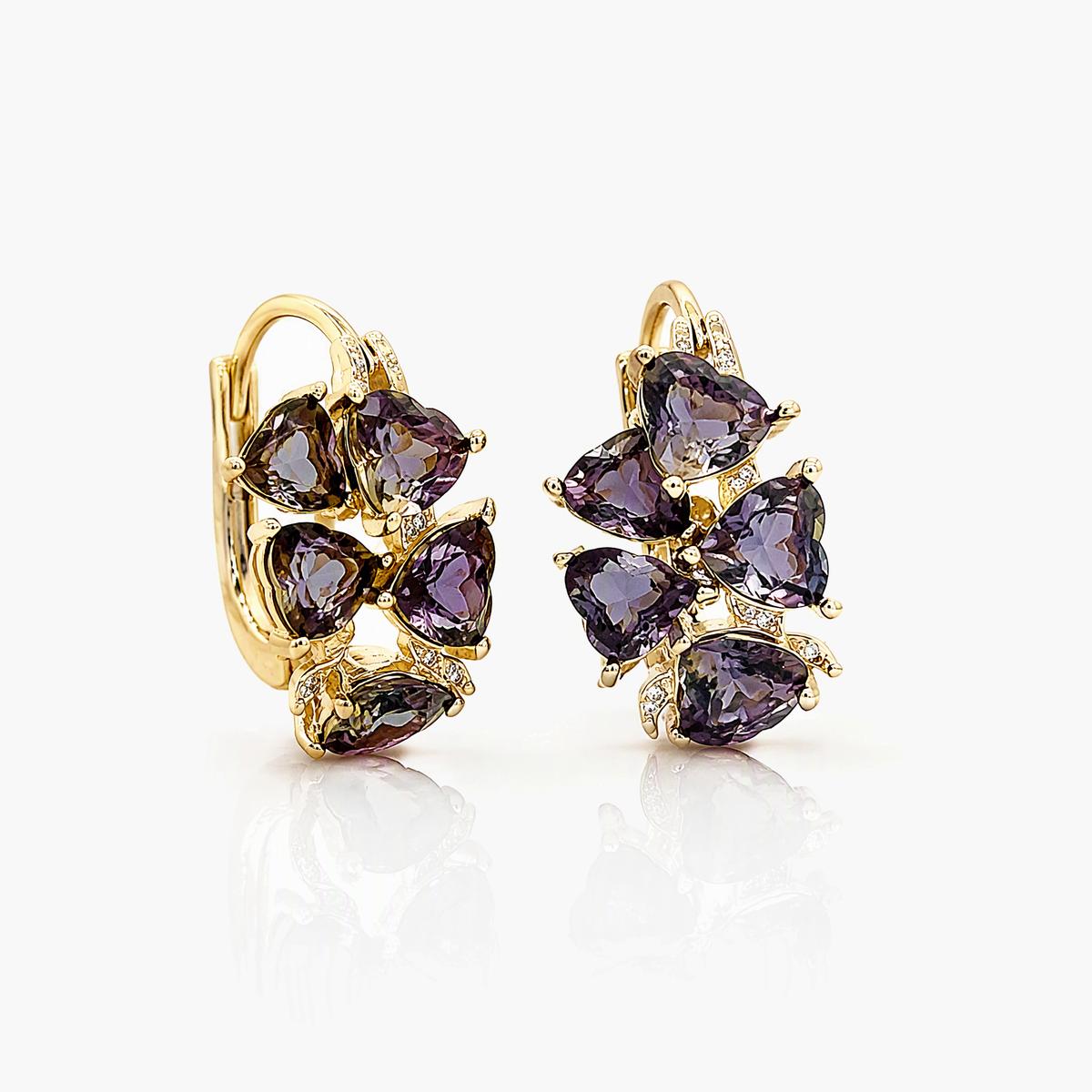 Cluster Heart Hoop Earrings