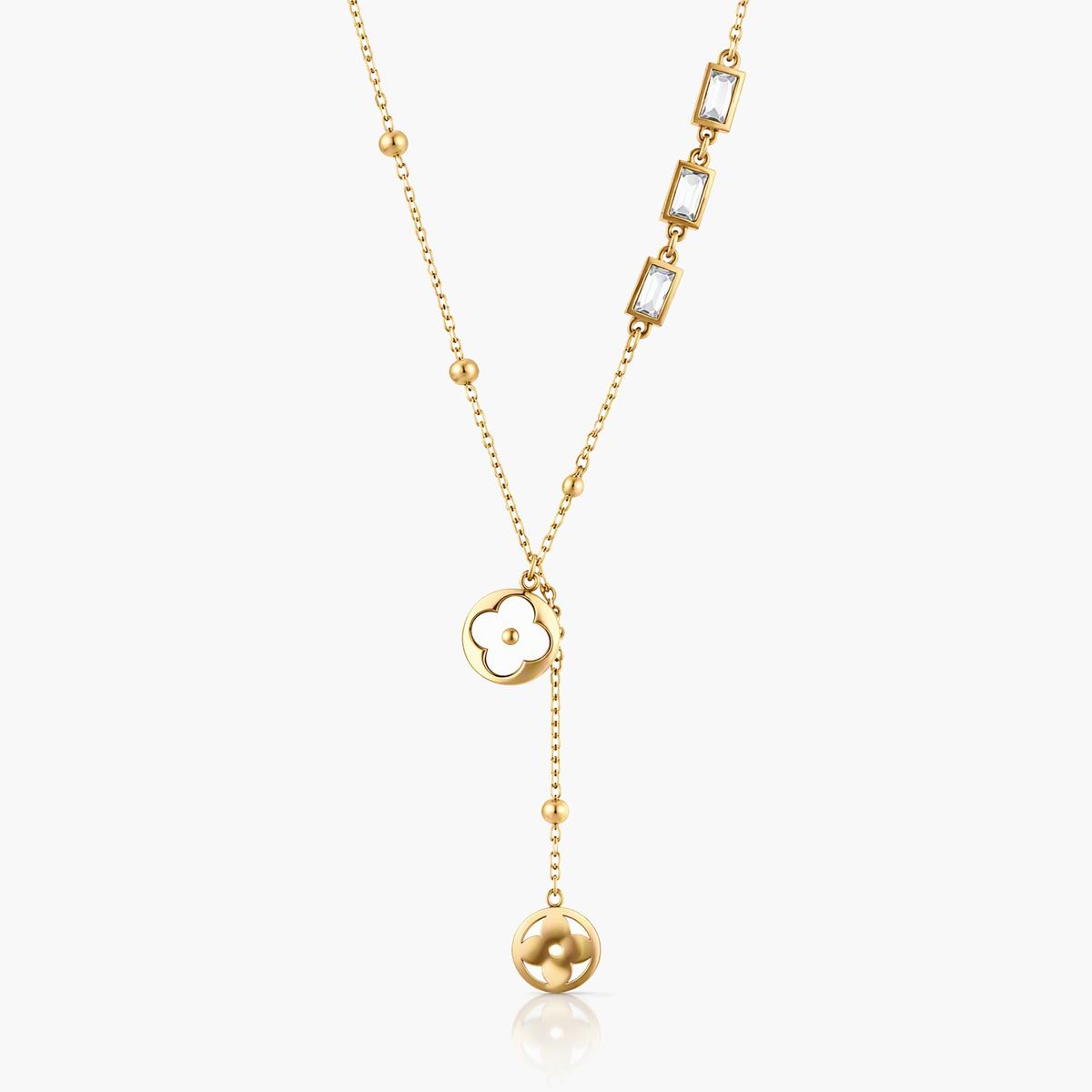 Dainty Flower & Disc Pendant Necklace