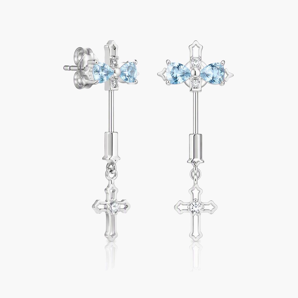 Dainty Bow Cross Drop Earring