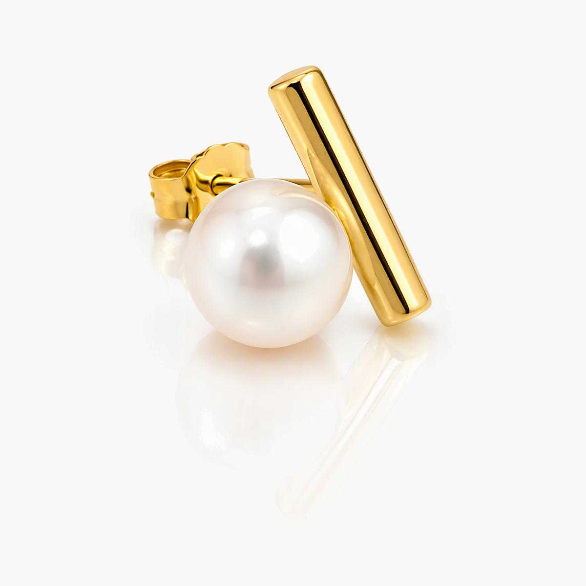 Minimalist Bar Pearl Stud Earrings