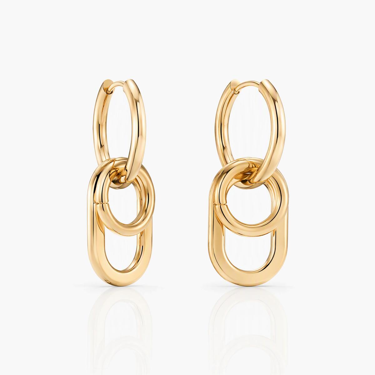 Minimalist Interlocking Oval Drop Earrings