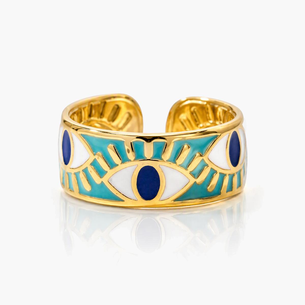 Evil Eye Open Cuff Ring
