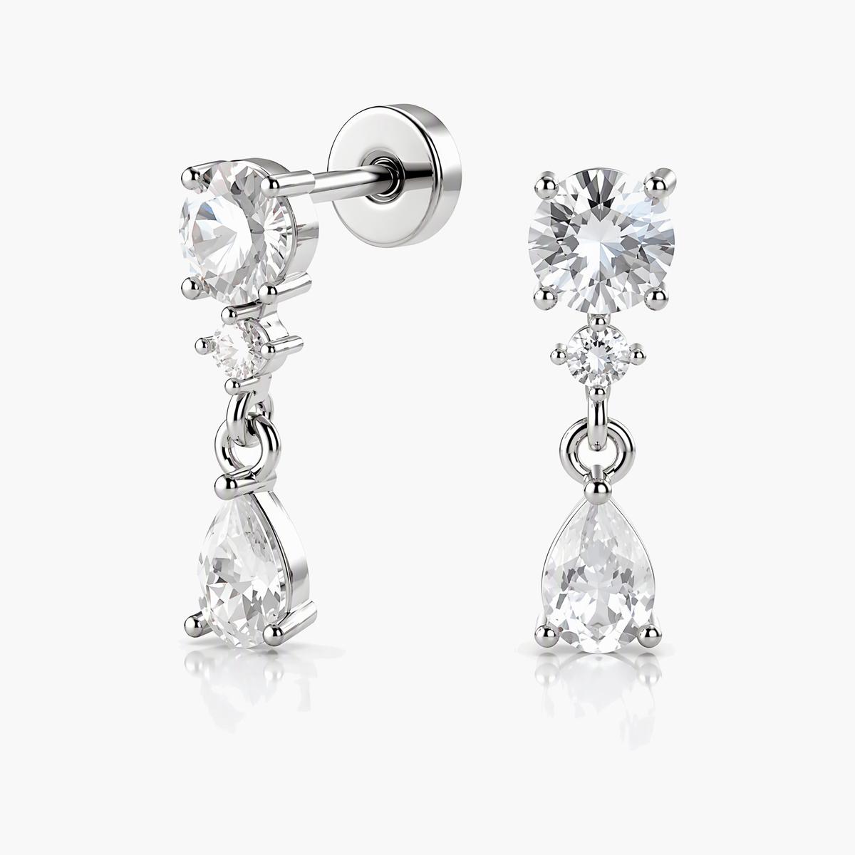 Dainty Teardrop Dangle Stud Earrings