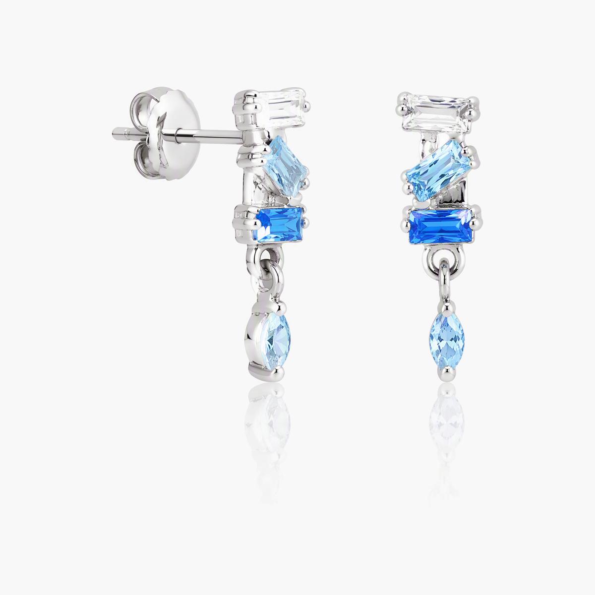 Dainty Stacked Stone Drop Earrings