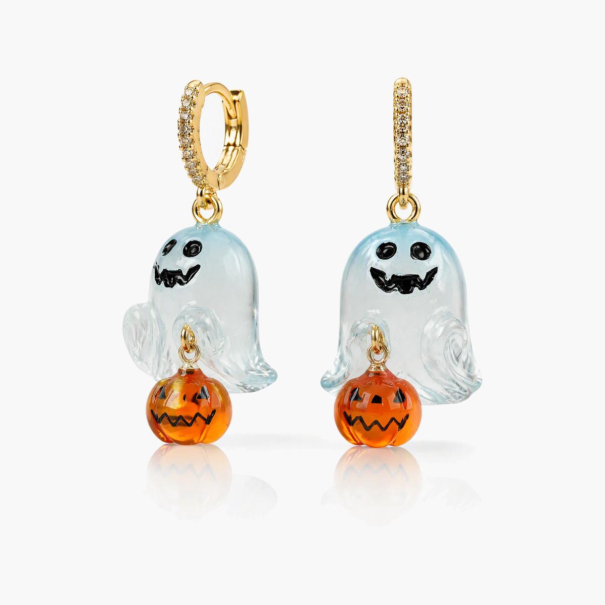 Cute Ghost And Pumpkin Drop Earrings
