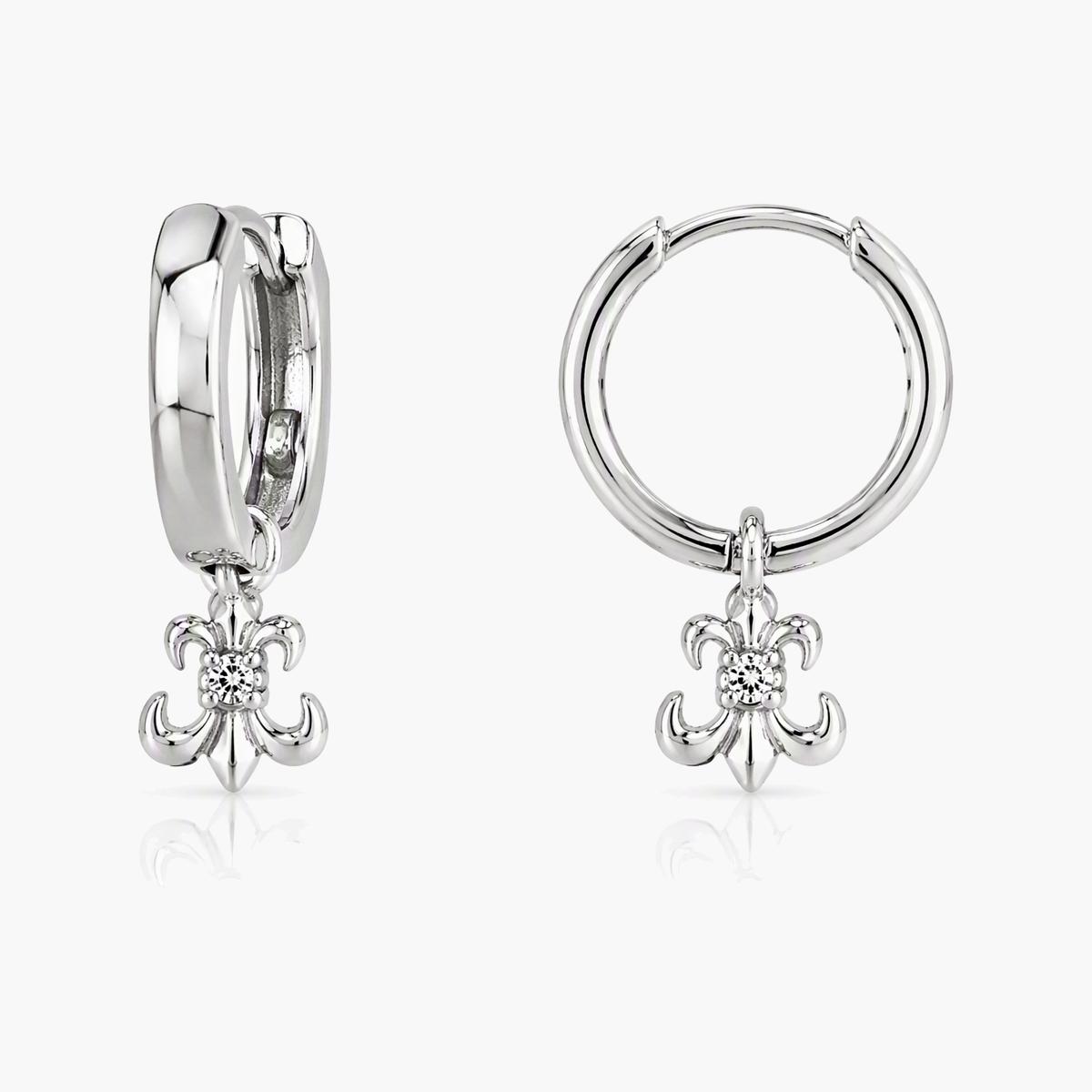 Fleur-De-Lis Charm Hoop Earrings