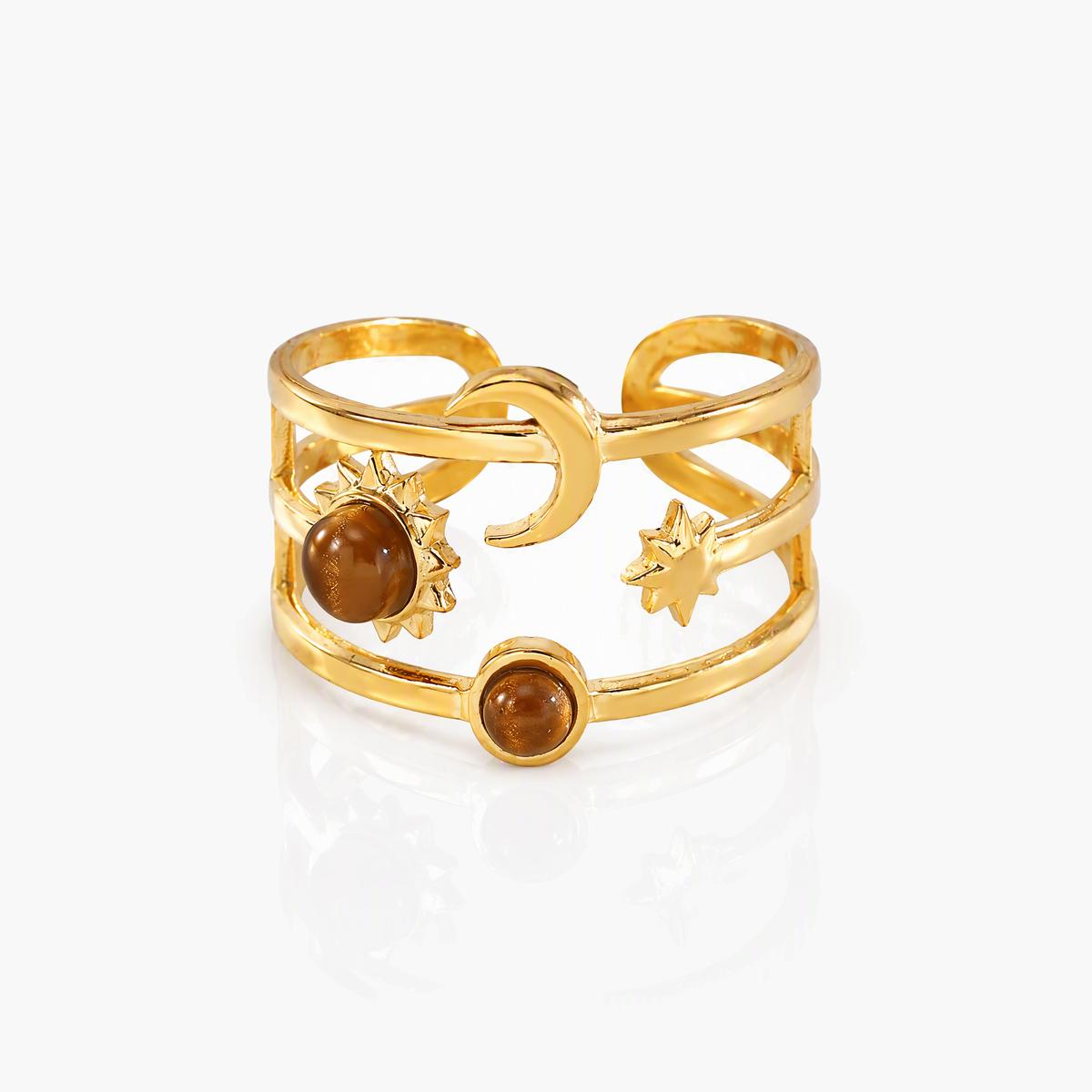 Celestial Sun Moon Star Open Ring