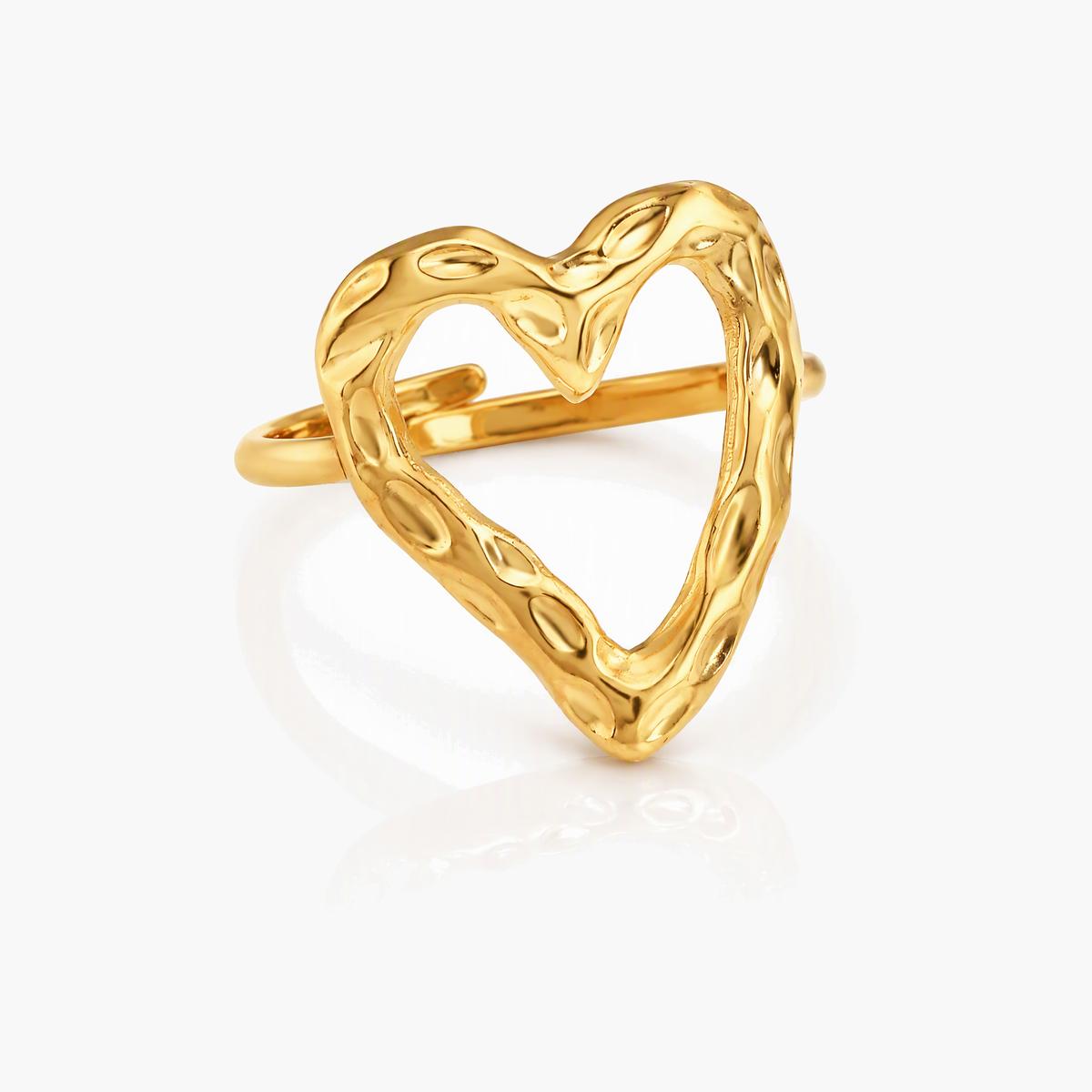 Boho Heart And Leaf Branch Ring