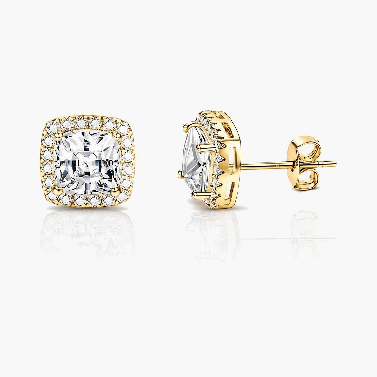 Square Halo Stud Earrings