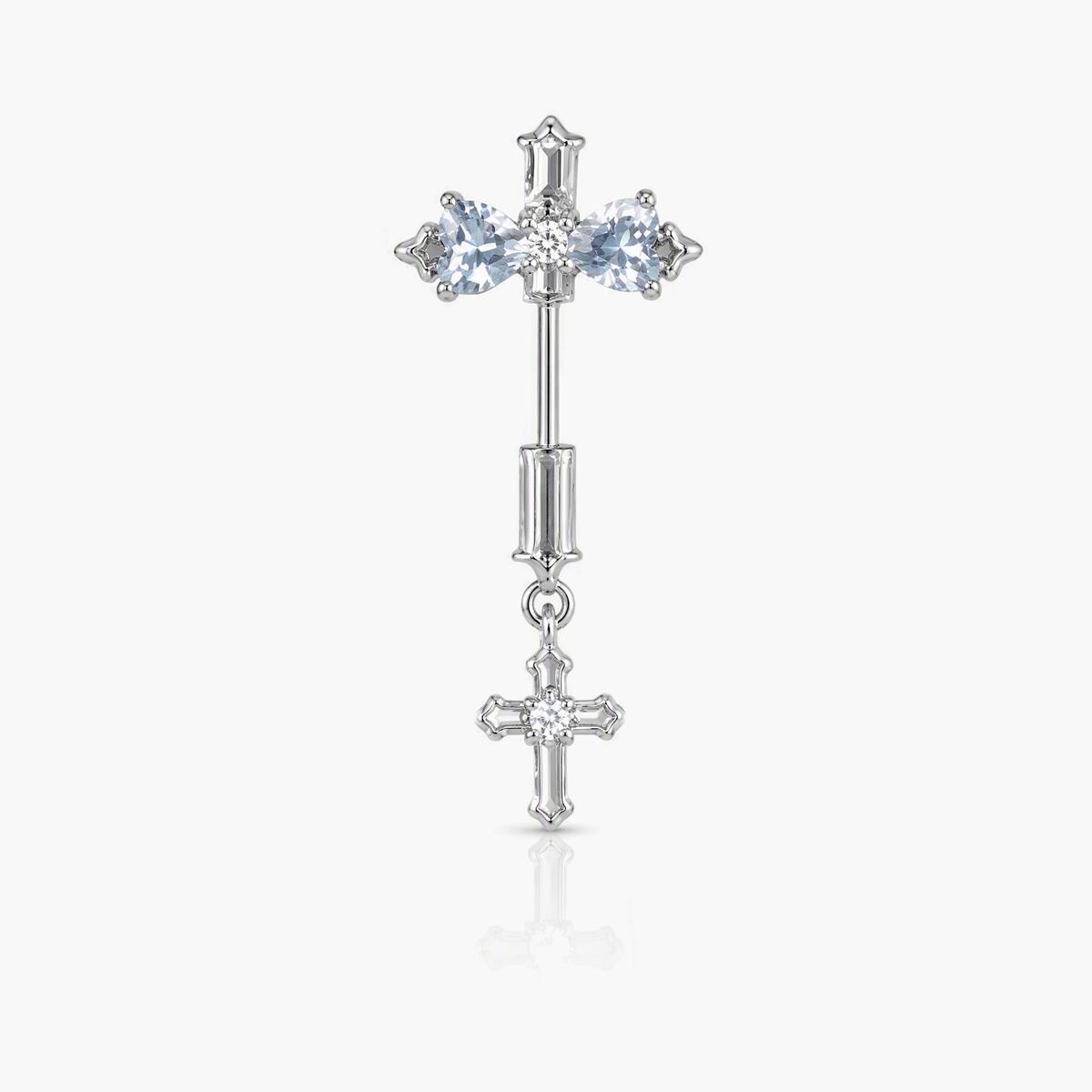 Dainty Bow Cross Drop Earrings
