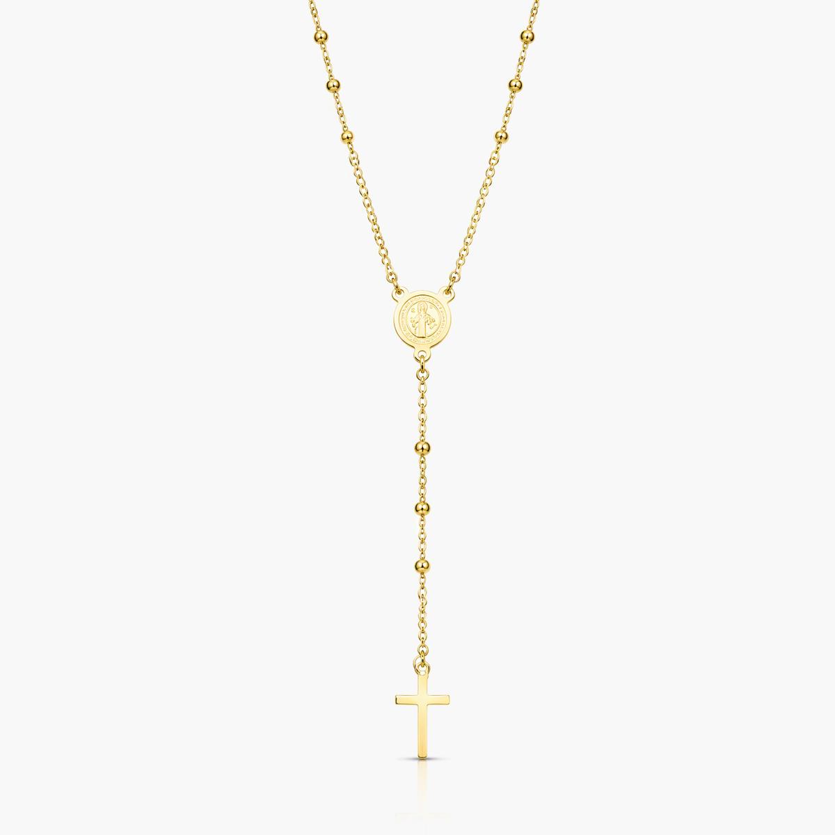 Dainty Coin Cross Rosary Necklace