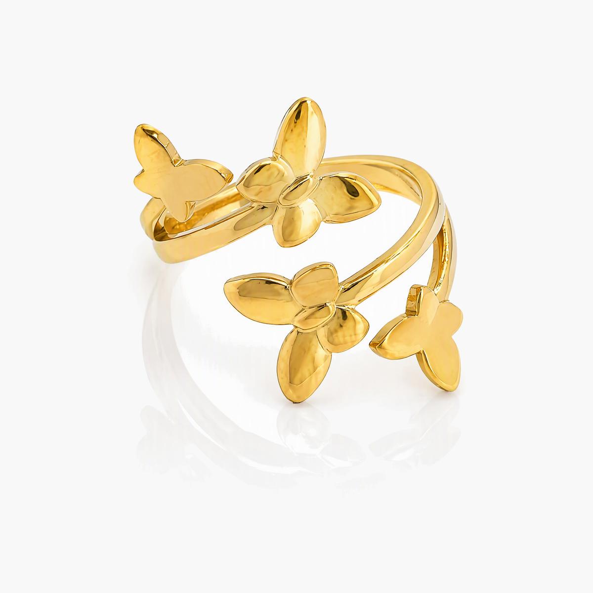 Dainty Butterfly Flower Ring