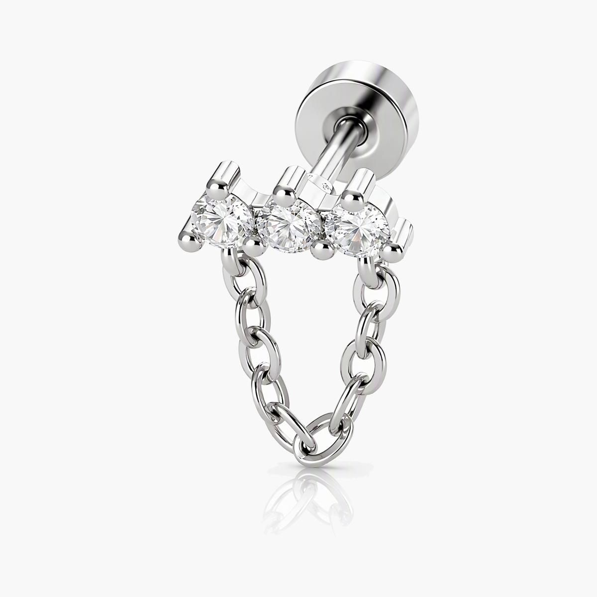 Dainty Heart Chain Stud Earrings
