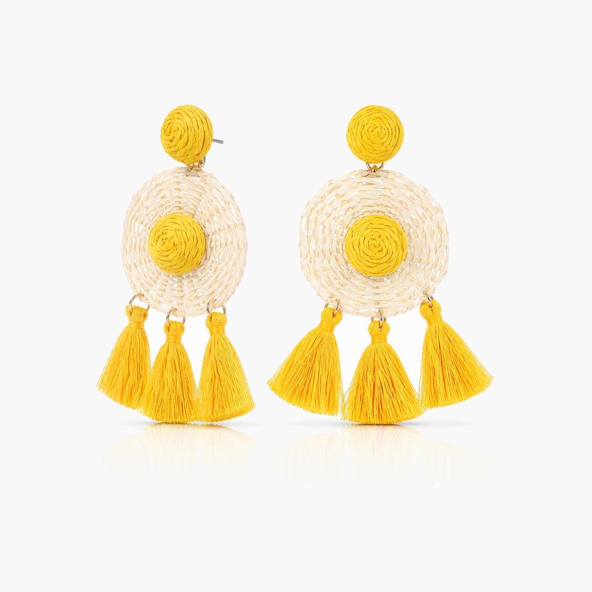 Boho Woven Shell Drop Earrings