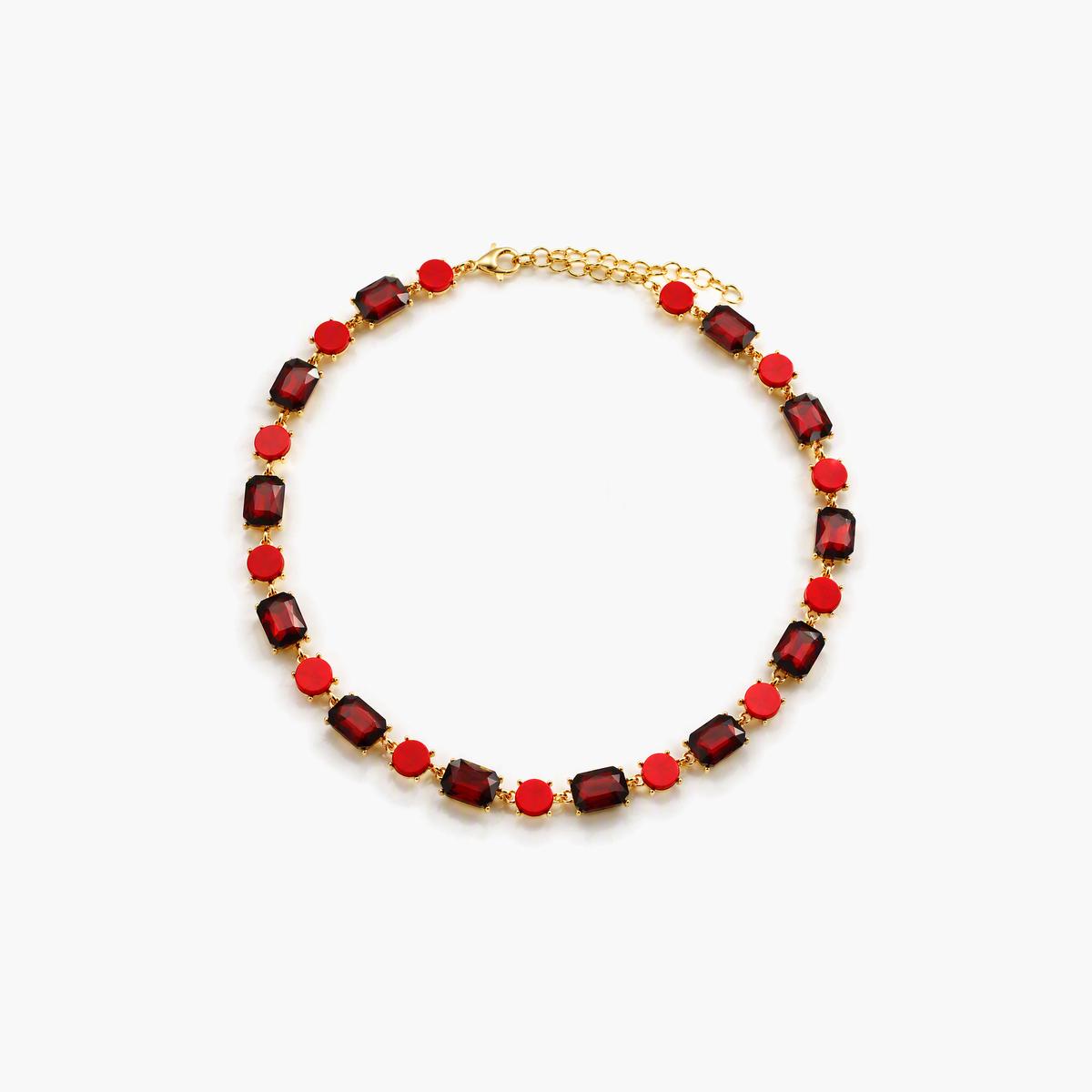 Trendy Alternating Gemstone Link Necklace