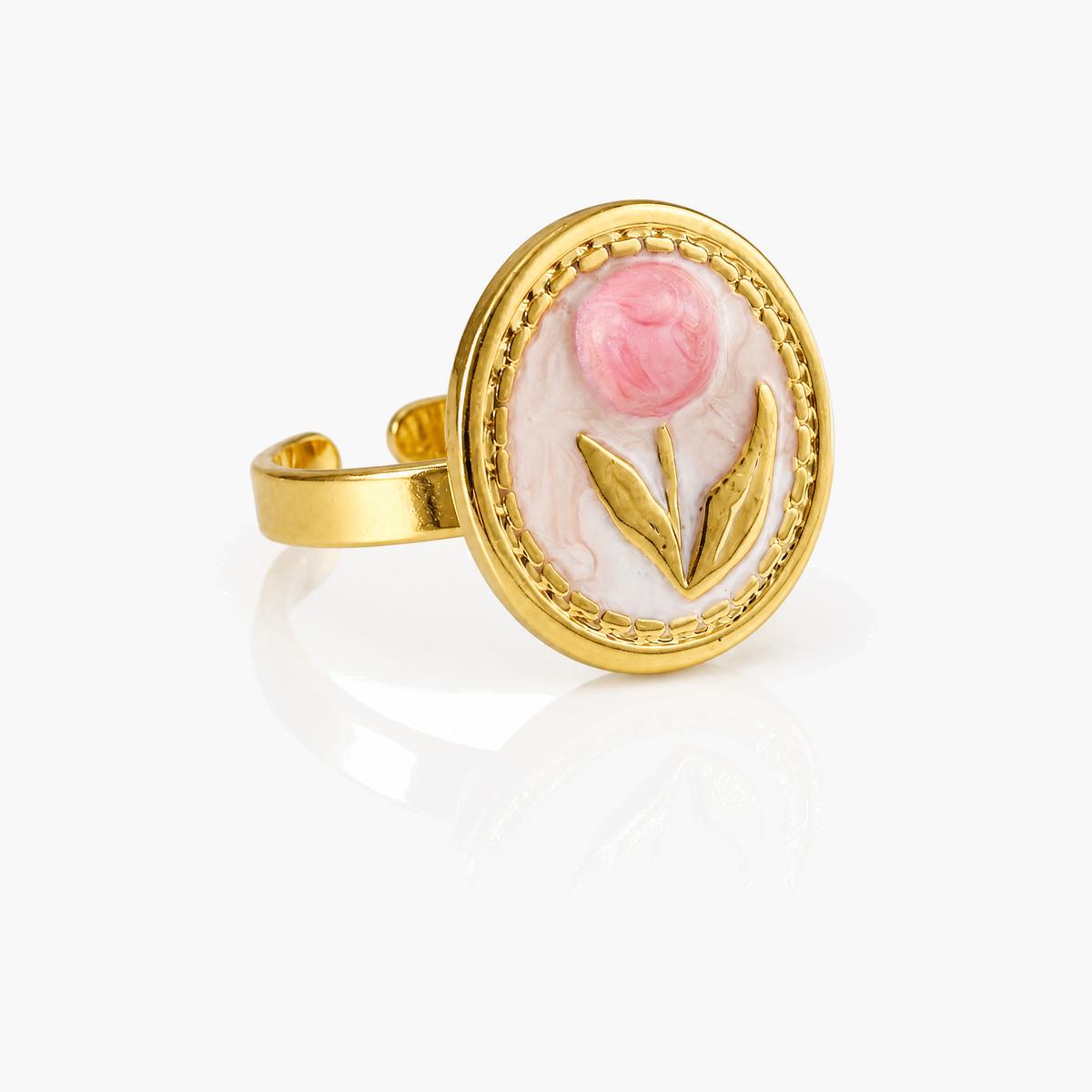 Dainty Oval Flower Open Ring