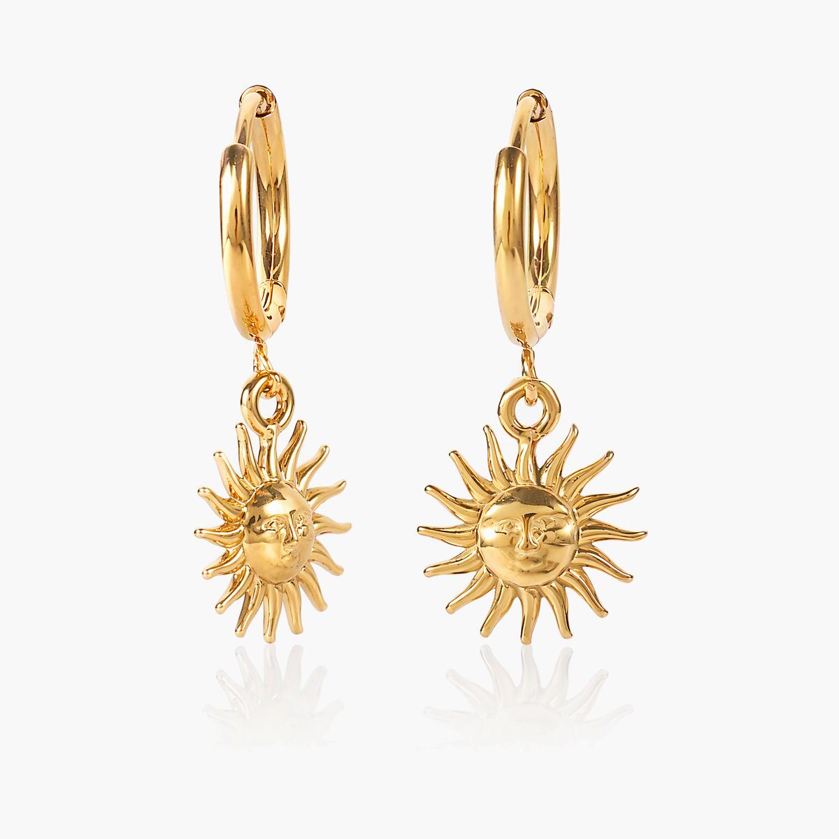 Sun Charm Hoop Earrings