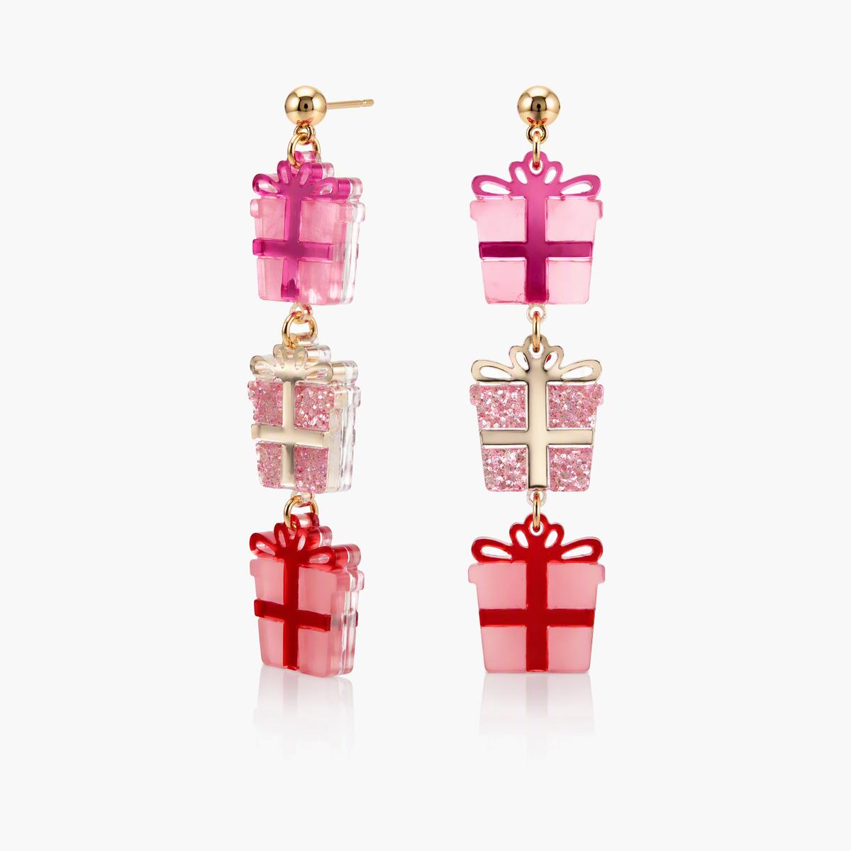 Cute Triple Gift Box Drop Earrings