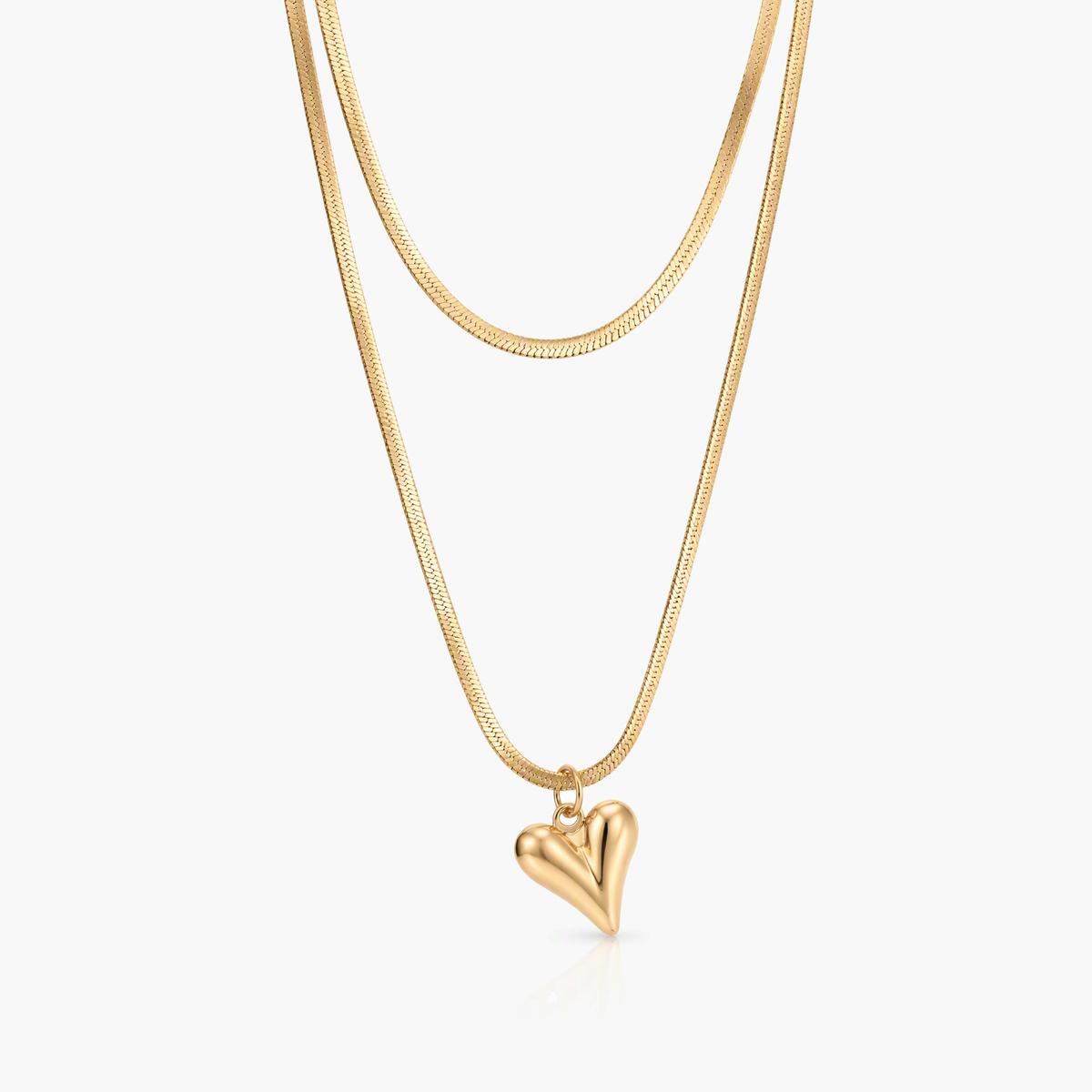 Dainty Heart Snake Chain Necklace