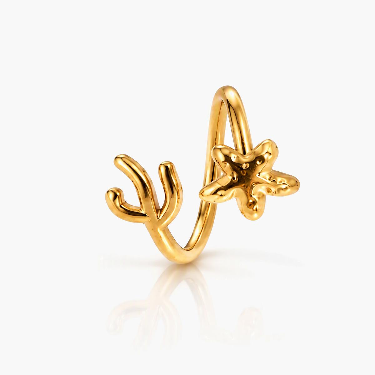 Dainty Starfish Coral Open Ring