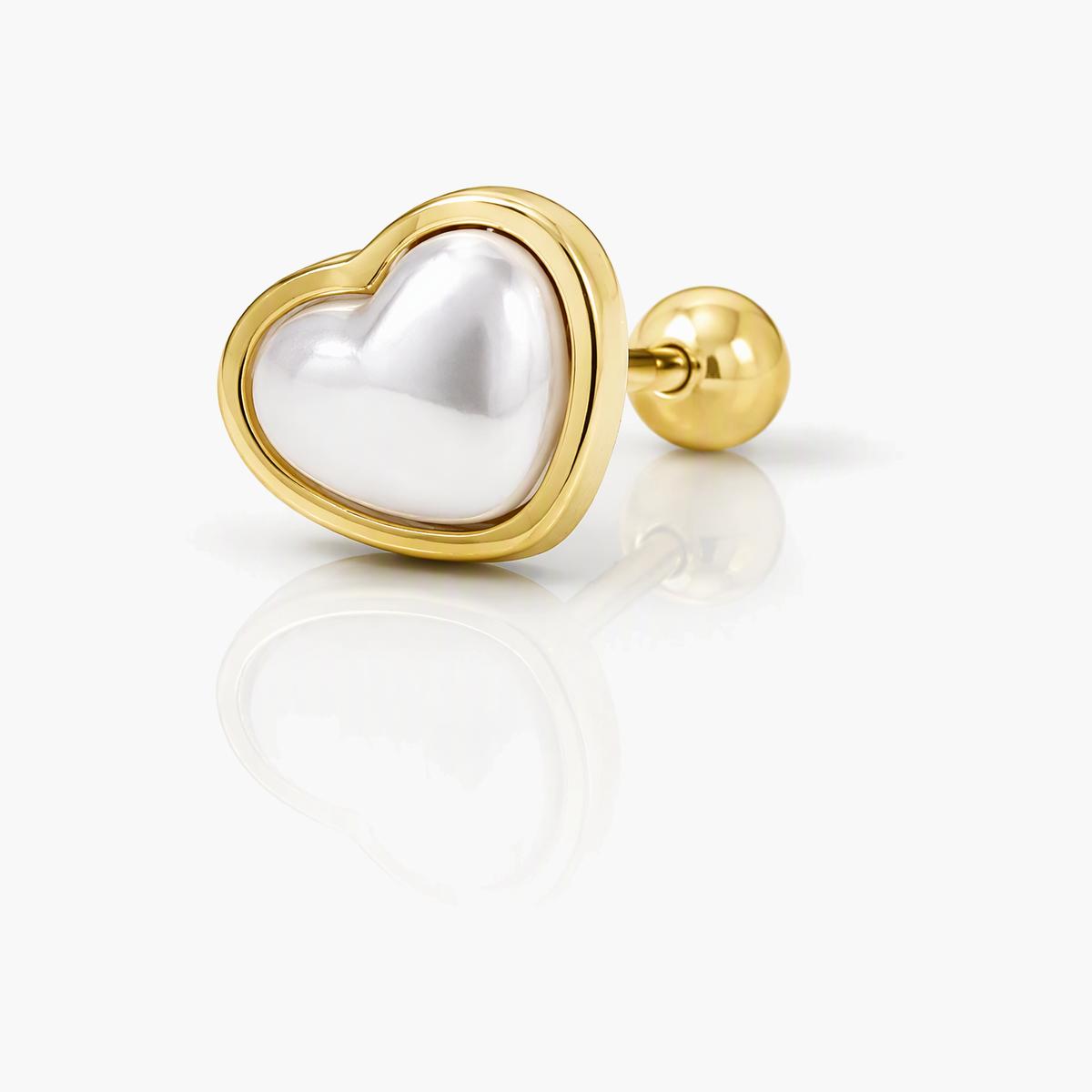 Dainty Pearl Heart Stud Earrings