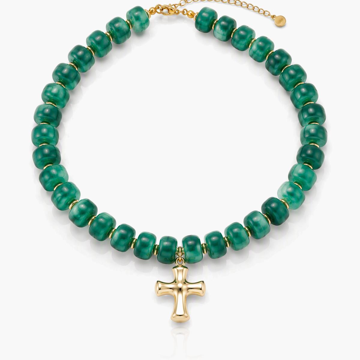 Boho Beaded Cross Necklace