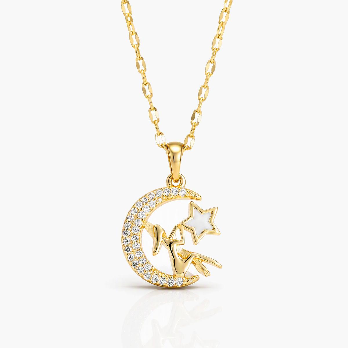 Moon and Star Pendant Necklace