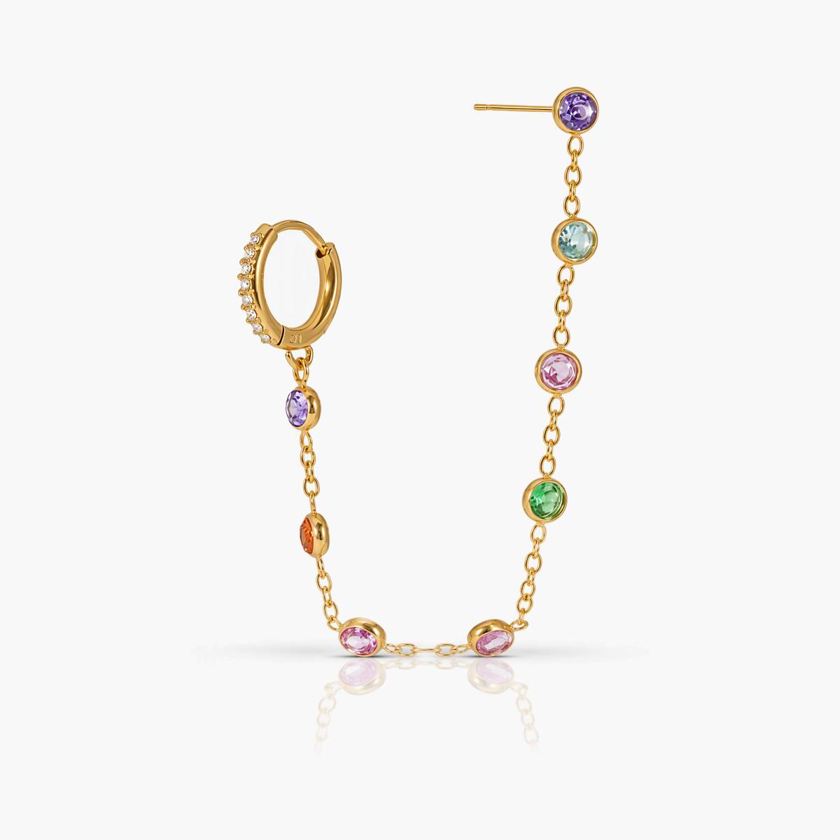 Dainty Multi-Stone Chain Drop Earrings