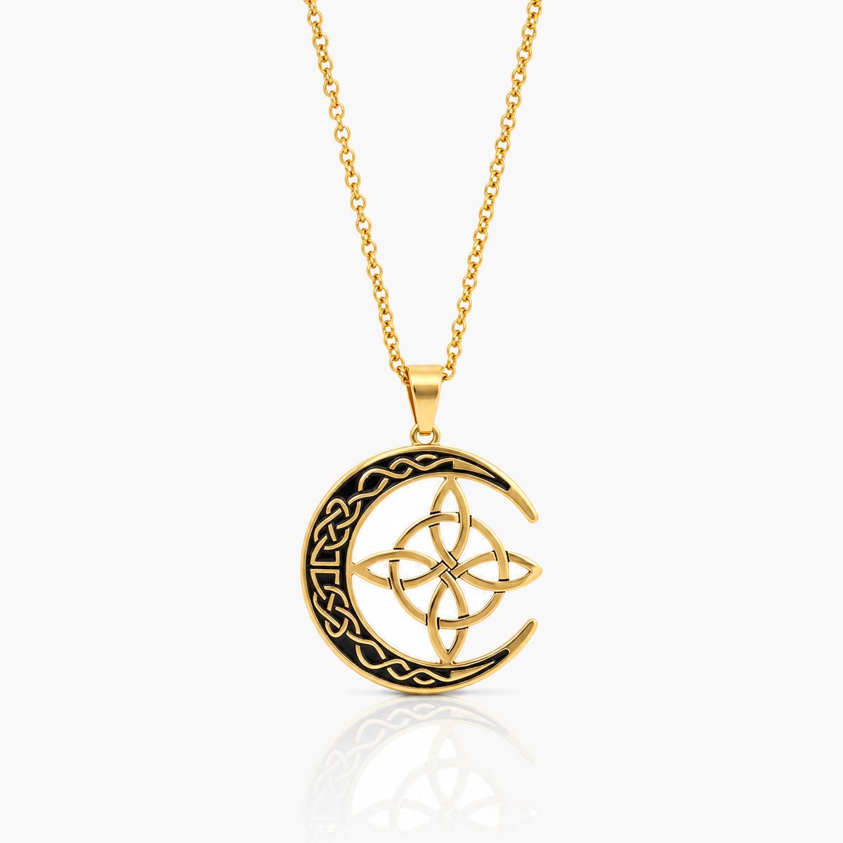 Celtic Knot Moon Pendant Necklace