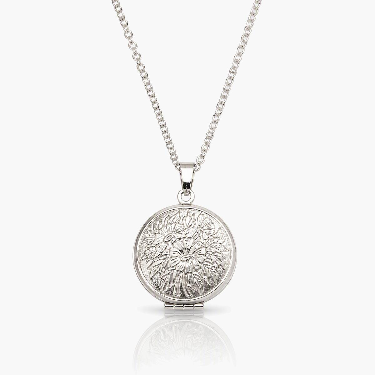 Floral Engraved Locket Necklace