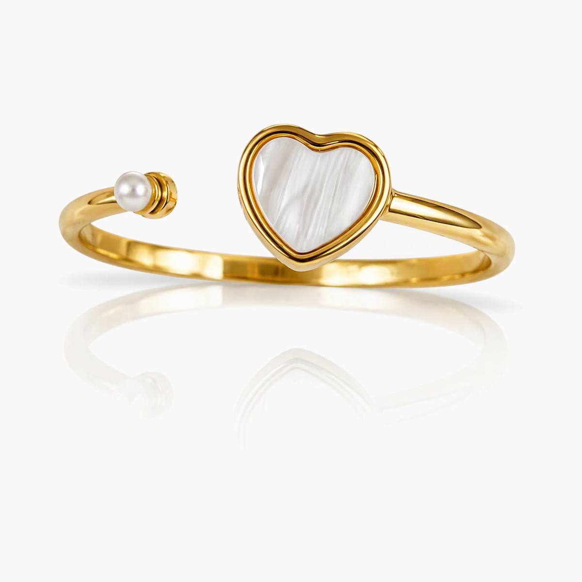 Dainty Heart Pearl Open Ring