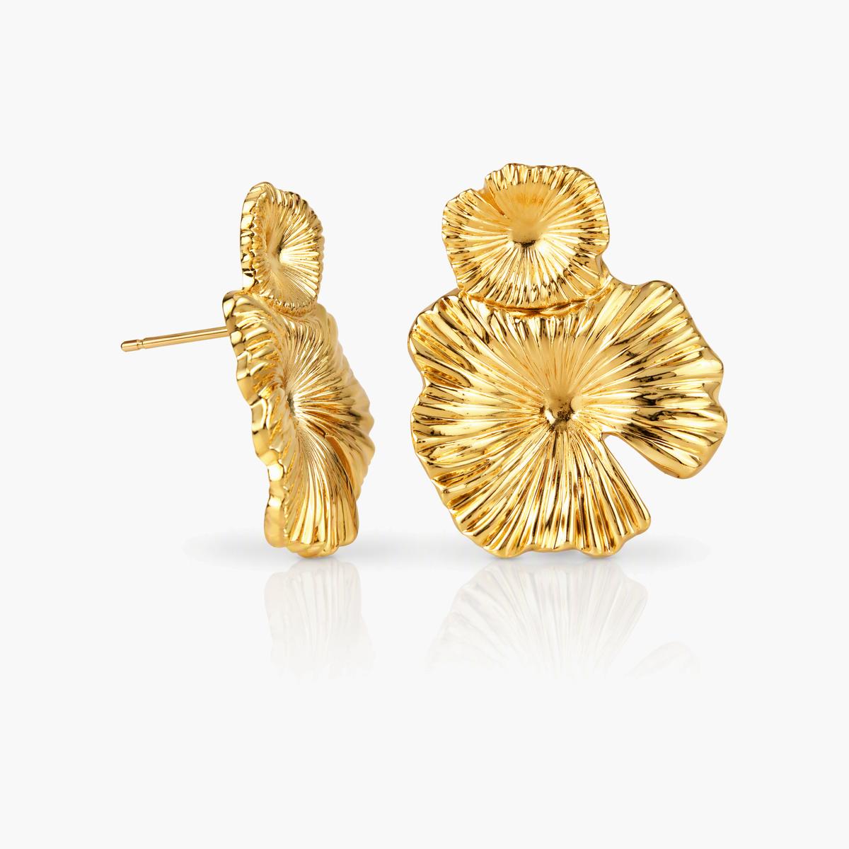 Trendy Double Fan Drop Earrings