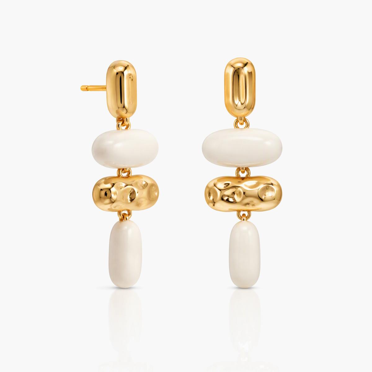 Trendy Stacked Oval Drop Earrings