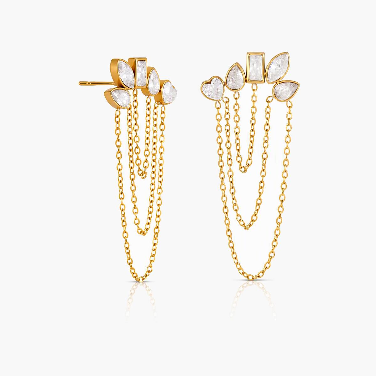 Dainty Butterfly Chain Drop Earrings