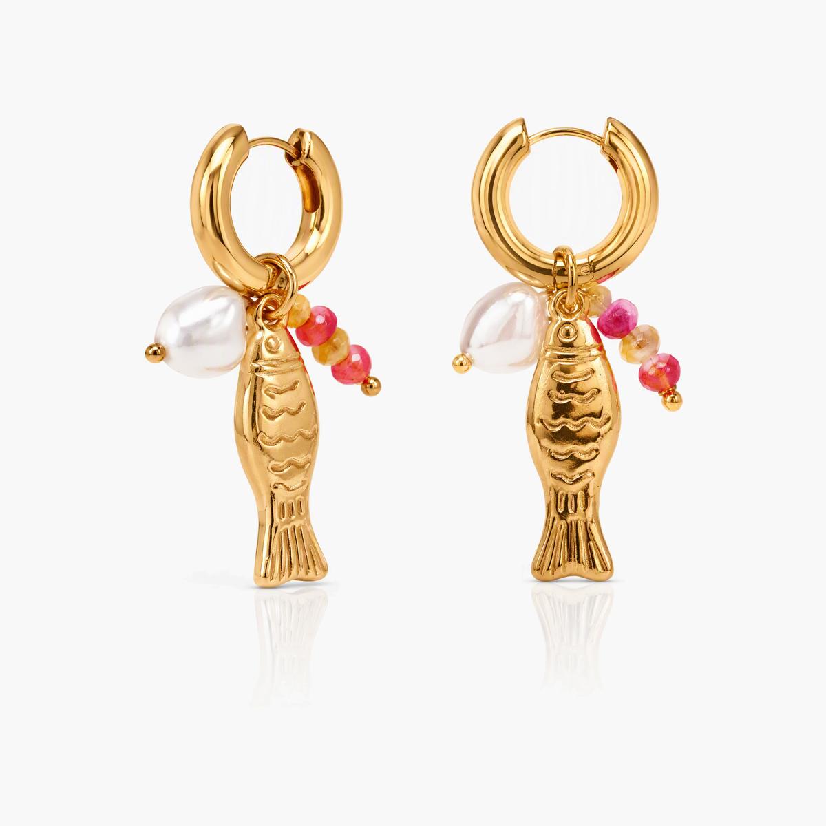 Cute Fish Charm Huggie Earrings