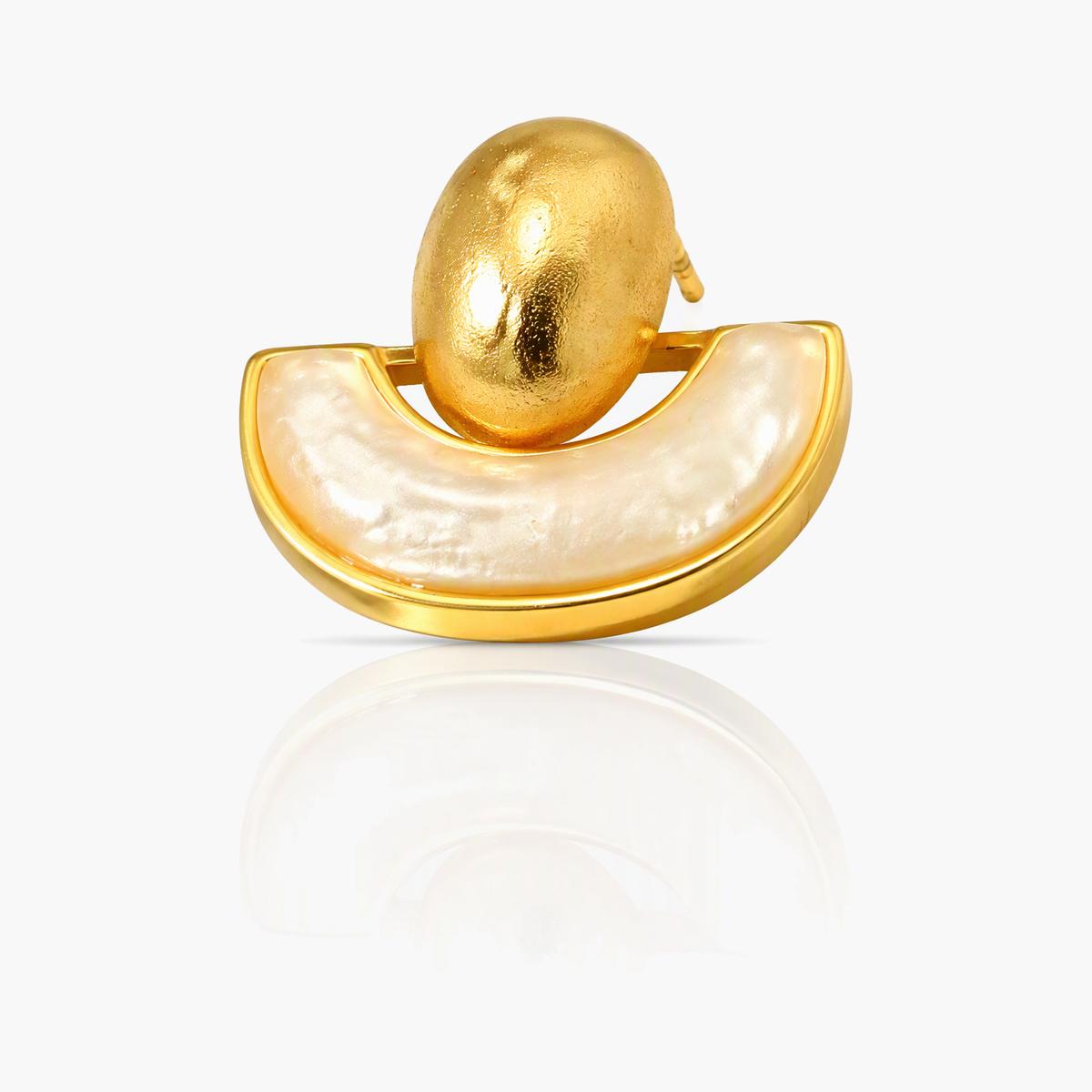 Sphere And Crescent Stud Earrings