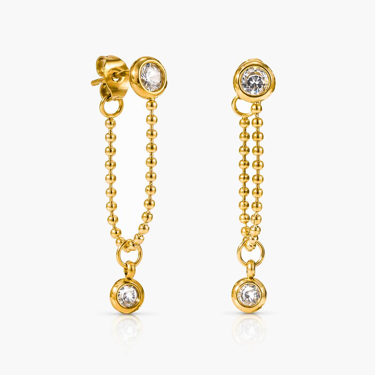 Square Stone Link Chain Drop Earrings