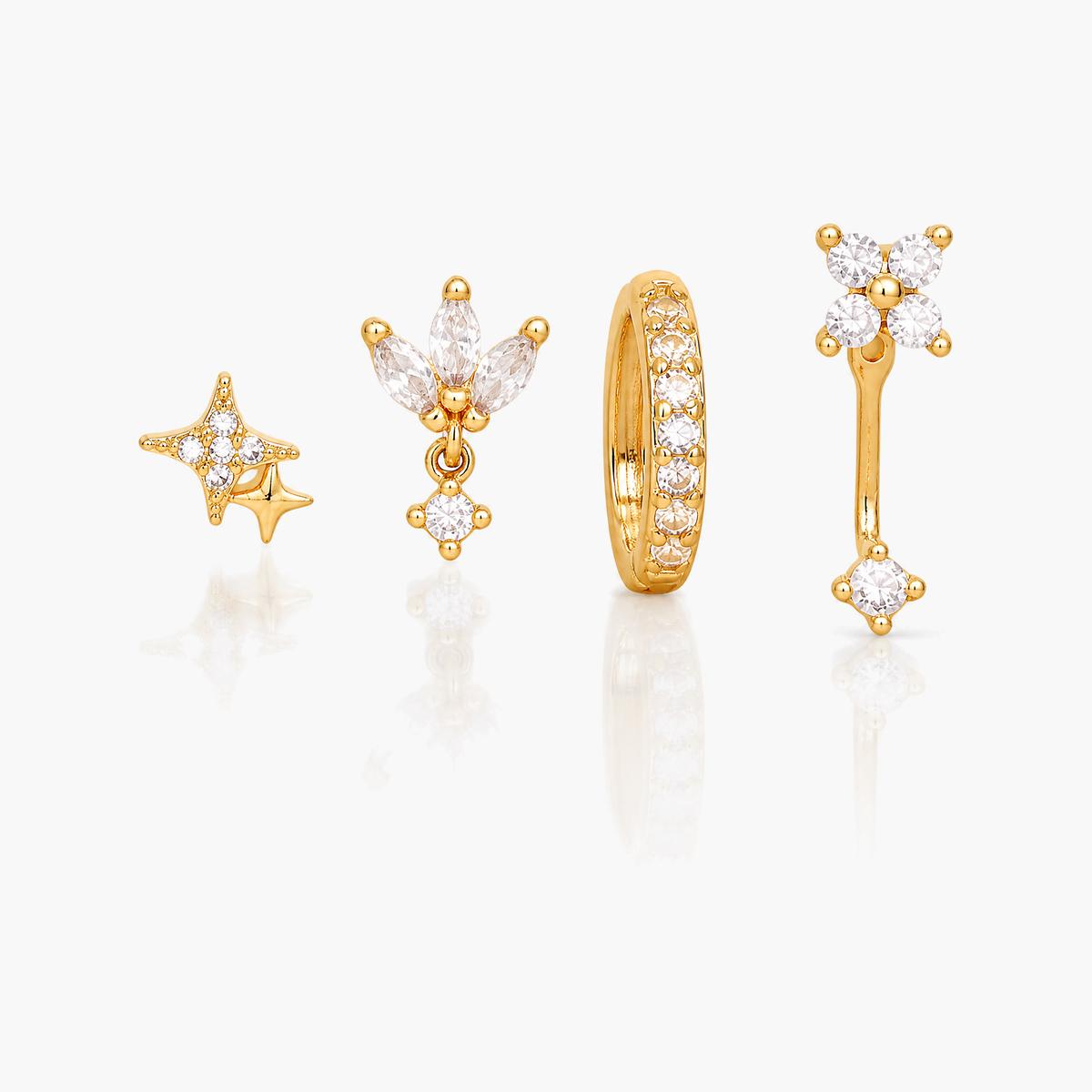 Dainty Star and Flower Stud Earrings