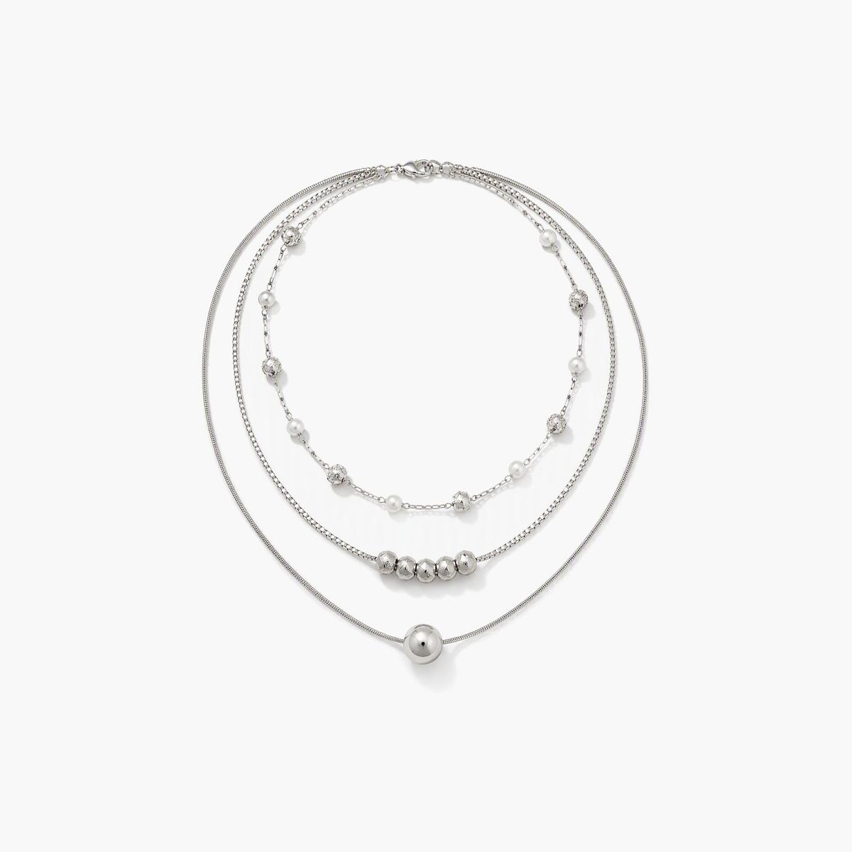 Dainty Pearl and Stone Layered Necklace