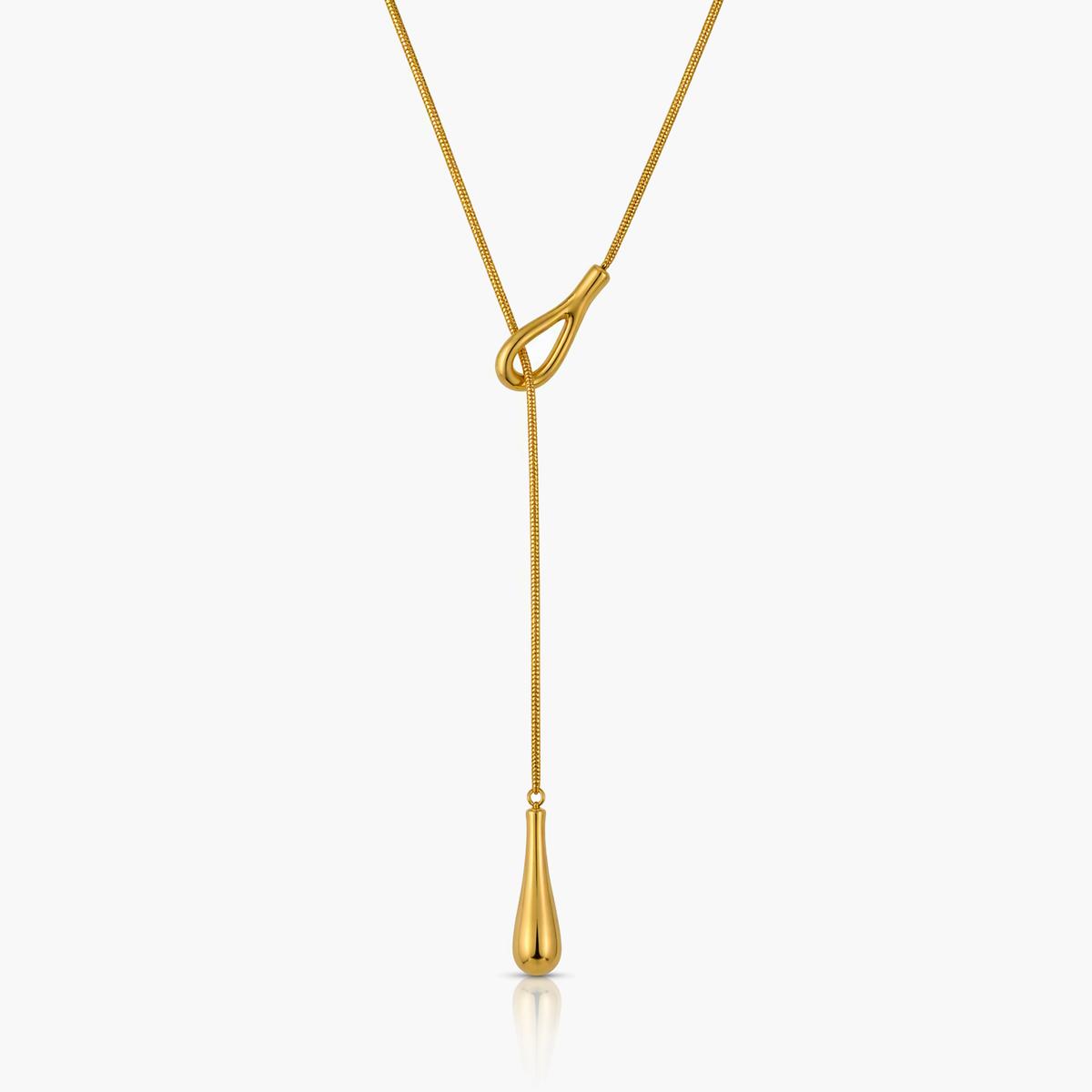 Minimalist Water Drop Lariat Necklace