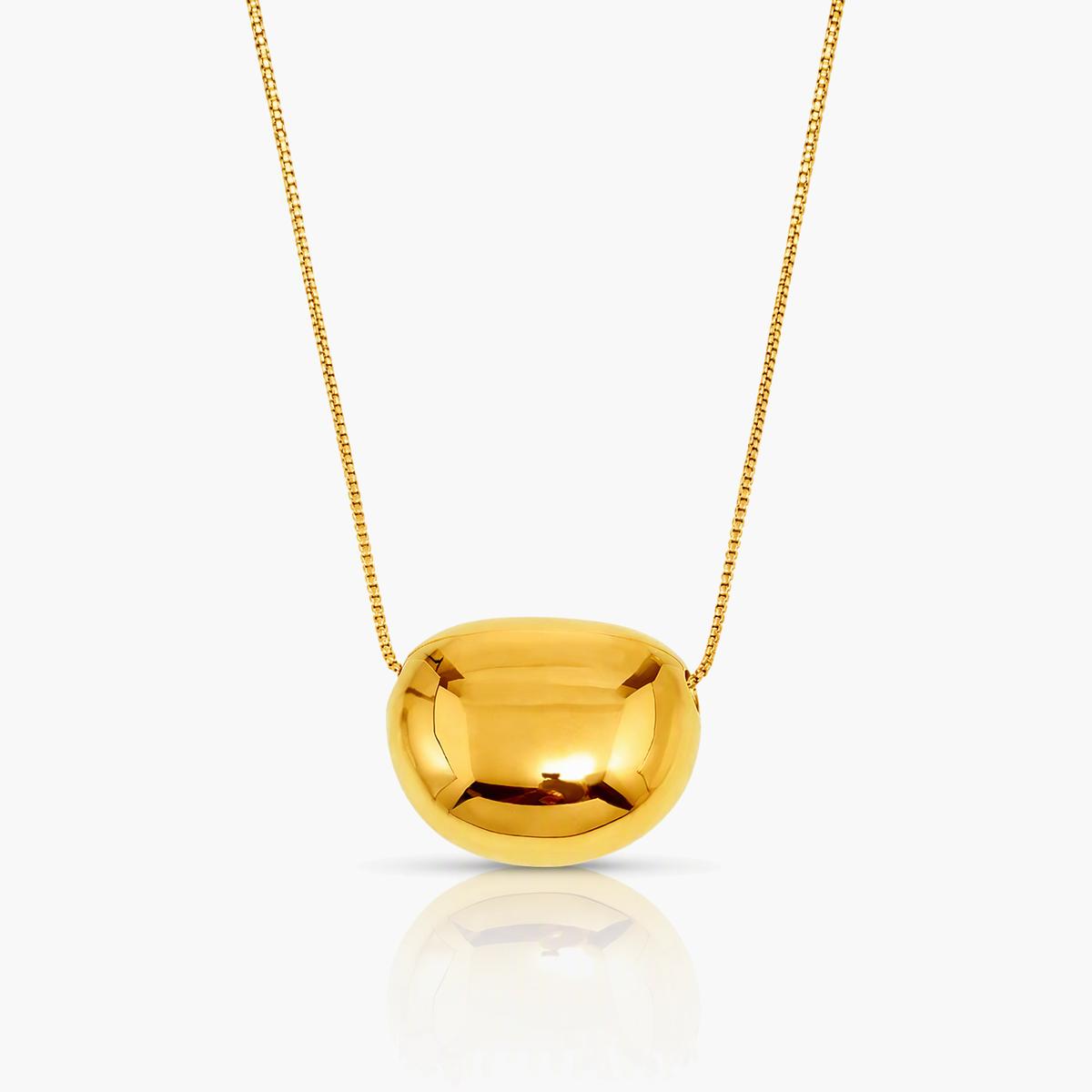Minimalist Polished Pebble Pendant Necklace