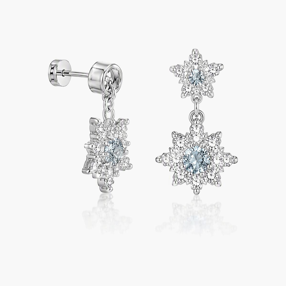 Dainty Double Snowflake Stud Earrings