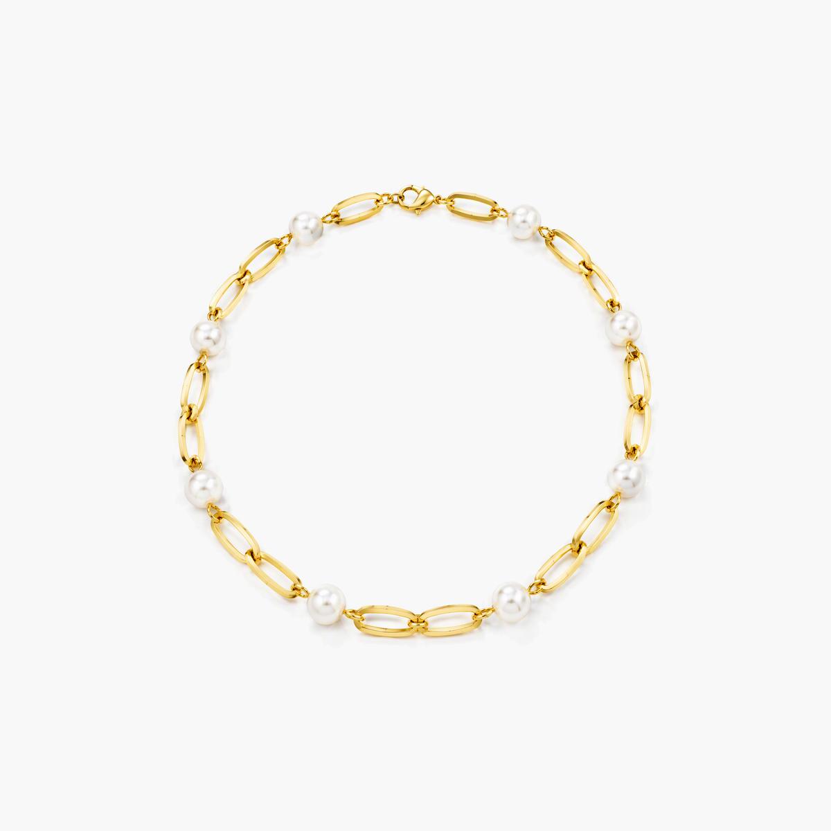 Elegant Oval Link Pearl Necklace