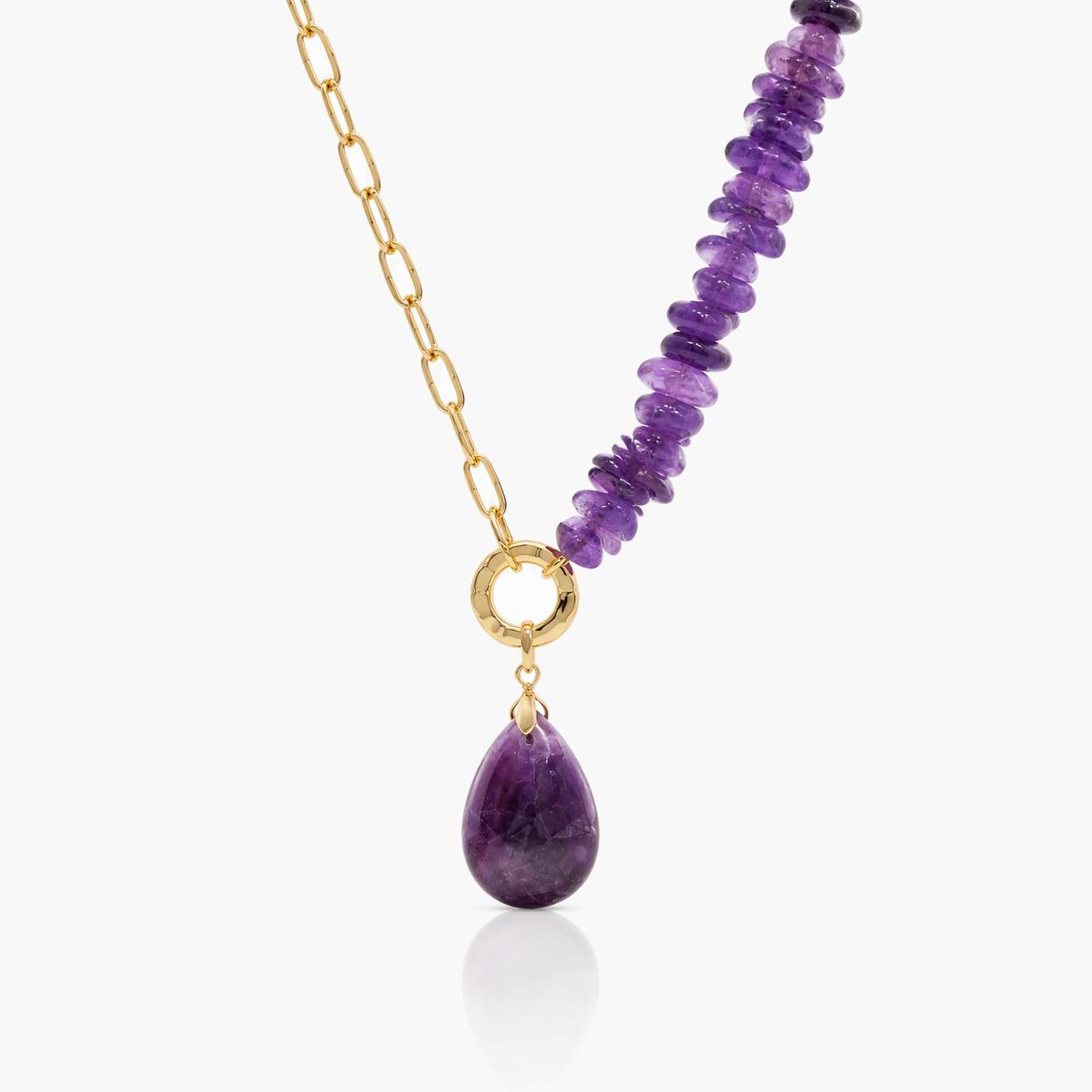 Boho Teardrop Stone Chip Necklace