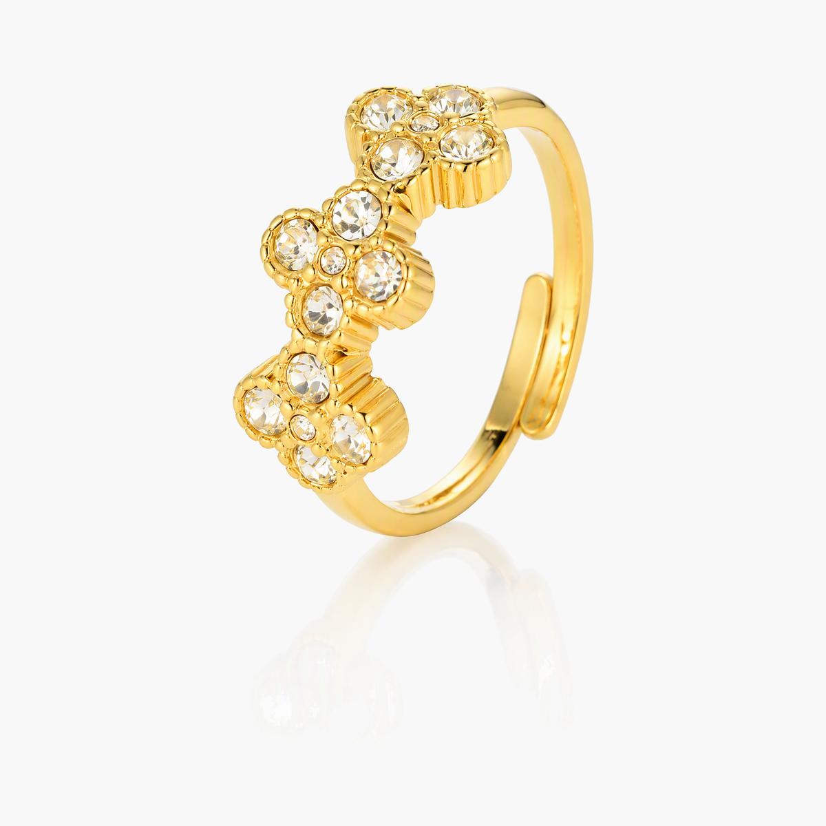 Three Flower Cluster Ring